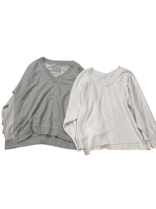 aerie Tops - Aerie Oversized Sweatshirt Bundle XL Gray White Waffle Knit Lounge Pullover Cozy